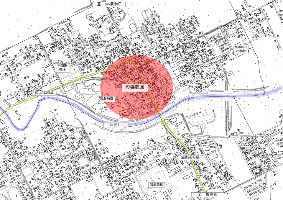 影響範囲の地図